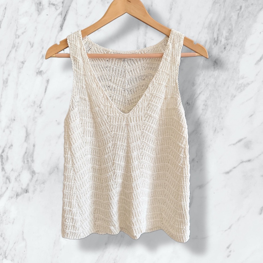 Madewell Cream V-Neck Knit Tank